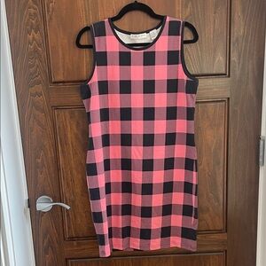 Chaus Pink and Black Plaid Sleeveless Dress